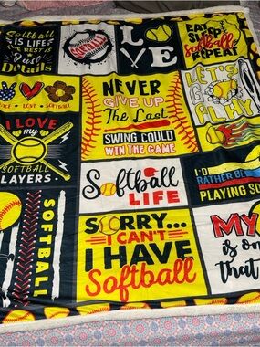 Softball Graphic Blanket - Yellow, Black, Red, White